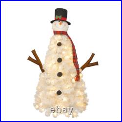 4ft Christmas Tree with 100 Lights-Snowman Shape-Artificial Tree Christmas Decor