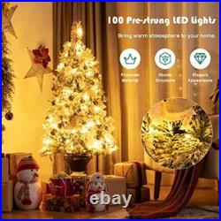 4ft Pre-lit Snow Flocked Christmas Tree With LED Lights New Flowers Urn Base 4ft Pre-lit Snow Flocked Christmas Tree With LED Lights New Flowers Urn Base