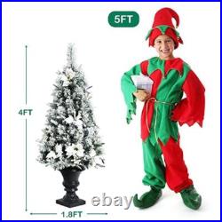 4ft Pre-lit Snow Flocked Christmas Tree With LED Lights New Flowers Urn Base 4ft Pre-lit Snow Flocked Christmas Tree With LED Lights New Flowers Urn Base