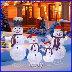 4pc Snowman Family Lighted Christmas Yard Decor Collapsible Display Set 4pc Snowman Family Lighted Christmas Yard Decor Collapsible Display Set