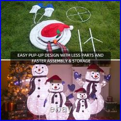 4pc Snowman Family Lighted Christmas Yard Decor Collapsible Display Set