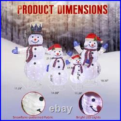 4pc Snowman Family Lighted Christmas Yard Decor Collapsible Display Set