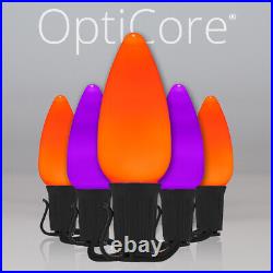 50 C9 OptiCore LED Halloween String Lights Purple Orange Green, Black Wire 50ft