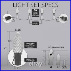 50 C9 OptiCore LED Halloween String Lights Purple Orange Green, Black Wire 50ft
