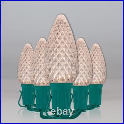 50 C9 OptiCore Shatterproof LED Christmas Lights Faceted Finish, Green Wire 50ft