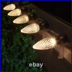 50 C9 OptiCore Shatterproof LED Christmas Lights Faceted Finish, Green Wire 50ft