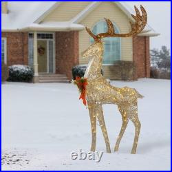 55 in. Pre-lit Crystal Champagne Standing Buck, Plug-In