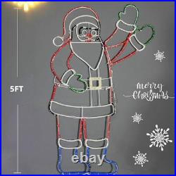 5FT Lighted Waving Santa Claus Animated Christmas Decoration, 273 LEDs Neon