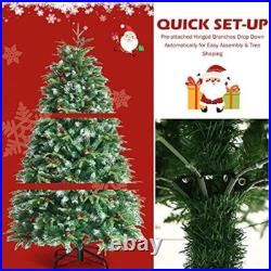 5FT Pre-Lit Artificial Christmas Tree With 250 LED Lights Snowy Pine Cones Berries 5FT Pre-Lit Artificial Christmas Tree With 250 LED Lights Snowy Pine Cones Berries