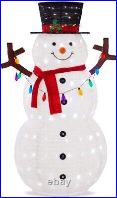 5Ft Lighted Pop-Up Snowman, Large White Outdoor Christmas Holiday Decoration