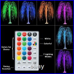 5Ft Lighted Willow Tree Color Changing with Remote, Colorful Drooping Artificial