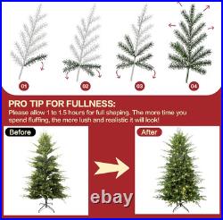 5Ft Pre-Lit Aspen Fir Artificial Christmas Tree, Pencil Xmas Tree