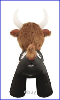 5'10 LED Skeleton Highland Cow with Fur Halloween Inflatable Haunted House Decor