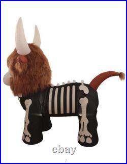 5'10 LED Skeleton Highland Cow with Fur Halloween Inflatable Haunted House Decor