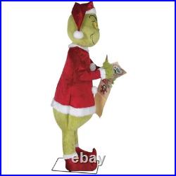 5'11 Animated Musical Moving Head & Arm Grinch Writing List Christmas Decor