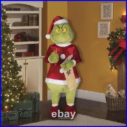 5'11 Animated Musical Moving Head & Arm Grinch Writing List Christmas Decor