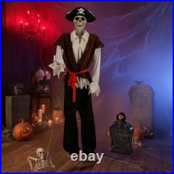 5.4 Ft Pirate Captain Skeleton & 15 Animated Tombstone Half Skeleton
