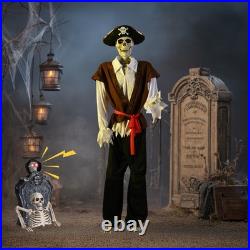 5.4 Ft Pirate Captain Skeleton & 15 Animated Tombstone Half Skeleton