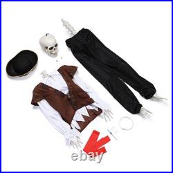 5.4 Ft Pirate Captain Skeleton & 15 Animated Tombstone Half Skeleton