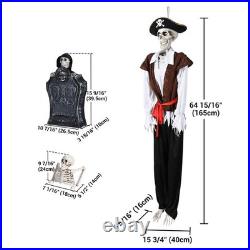 5.4 Ft Pirate Captain Skeleton & 15 Animated Tombstone Half Skeleton