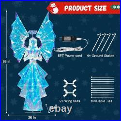 5.5FT Preit Lighted Christmas Prismatic Iridescent Angel With110 LED Lights Décor