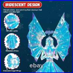 5.5FT Preit Lighted Christmas Prismatic Iridescent Angel With110 LED Lights Décor