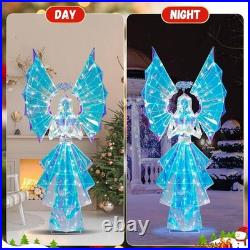 5.5FT Preit Lighted Christmas Prismatic Iridescent Angel With110 LED Lights Décor