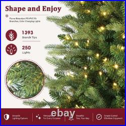 5.5-7.5FT Fir PE-Mix Pre-Lit Artificial Christmas Tree Dual-Color LED with Remot