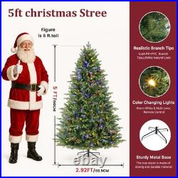 5.5-7.5FT Fir PE-Mix Pre-Lit Artificial Christmas Tree Dual-Color LED with Remot