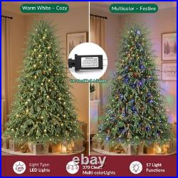 5.5-7.5ft Pre-Lit Mixed Cypress & PVC Artificial Christmas Tree Dual-Color LED