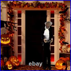 5.5 ft. Lighted Standing Butler Man Animated Halloween Decoration with Sound