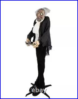 5.5 ft. Lighted Standing Butler Man Animated Halloween Decoration with Sound