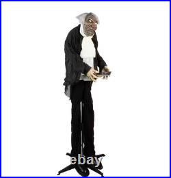 5.5 ft. Lighted Standing Butler Man Animated Halloween Decoration with Sound