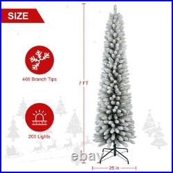 5/6/7FT Flocked Pencil Christmas Tree Artificial Slim Xmas Tree Prelit Or Unlit 5/6/7FT Flocked Pencil Christmas Tree Artificial Slim Xmas Tree Prelit Or Unlit