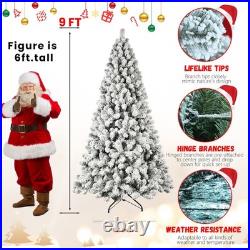 5/6/7/8/9 ft Pre-lit Artificial Christmas Tree Hinged Snow Flocked Xmas Trees 5/6/7/8/9 ft Pre-lit Artificial Christmas Tree Hinged Snow Flocked Xmas Trees