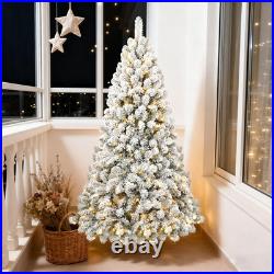 5/6/7/8/9 ft Pre-lit Artificial Christmas Tree Hinged Snow Flocked Xmas Trees 5/6/7/8/9 ft Pre-lit Artificial Christmas Tree Hinged Snow Flocked Xmas Trees