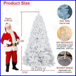 5-9 FT White Artificial Christmas Tree Hinged Fir Xmas Tree Holiday Decorat 5-9 FT White Artificial Christmas Tree Hinged Fir Xmas Tree Holiday Decorat