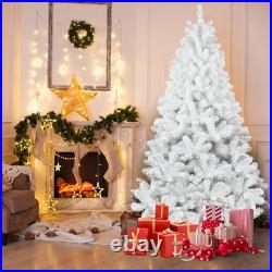 5-9 FT White Artificial Christmas Tree Hinged Fir Xmas Tree Holiday Decorat 5-9 FT White Artificial Christmas Tree Hinged Fir Xmas Tree Holiday Decorat