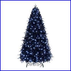 5-9 ft Prelit Artificial Black Christmas Tree Halloween Pine Tree for Holiday