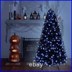 5-9 ft Prelit Artificial Black Christmas Tree Halloween Pine Tree for Holiday