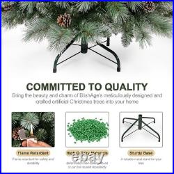 5 FT Artificial Christmas Tree Snow Tips Xmas Tree with Stand 694 Branch Tips