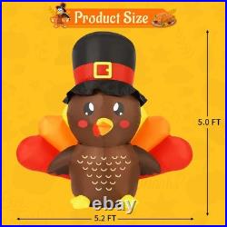 5 FT Thanksgiving Decorations Inflatables Outdoor Turkey Baby with Built-in L