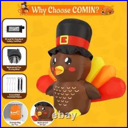 5 FT Thanksgiving Decorations Inflatables Outdoor Turkey Baby with Built-in L