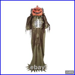 5 Ft 8 In Animatronic Standing Pop-up Head Pumpkin Man Halloween Decoration