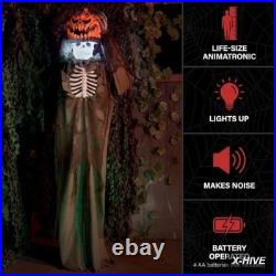 5 Ft 8 In Animatronic Standing Pop-up Head Pumpkin Man Halloween Decoration