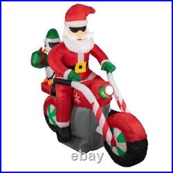 5' Inflatable Lighted Santa and Penguin on Motorcycle Outdoor Christmas Decor