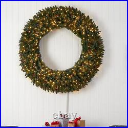 5' Large Flocked Xmas Wreath WithBerries, 400 LEDs And 820 Tips 5' Large Flocked Xmas Wreath WithBerries, 400 LEDs And 820 Tips