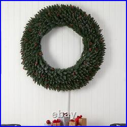 5' Large Flocked Xmas Wreath WithBerries, 400 LEDs And 820 Tips 5' Large Flocked Xmas Wreath WithBerries, 400 LEDs And 820 Tips