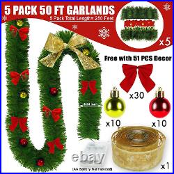 5 Pack 250FT Christmas Garland for Christmas Decoration, Christmas Ribbon Hol