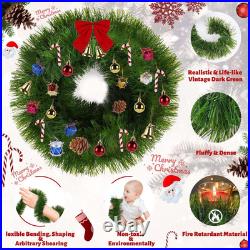 5 Pack 250FT Christmas Green Garland Flower for Christmas and Non-Lit Soft Holid